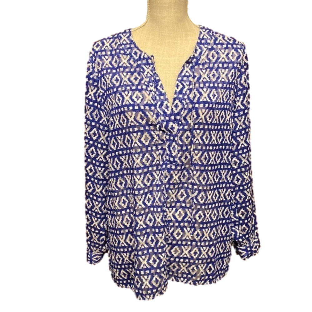 Chico's Sheer Long Sleeve Blouse